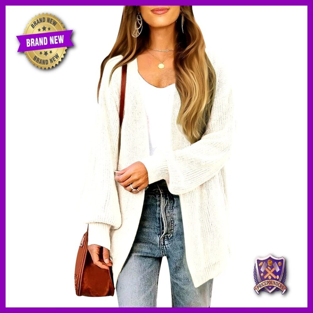 Oversized Long Cardigan Chunky Waffle Knit Open Front Sweater Women's S-XL